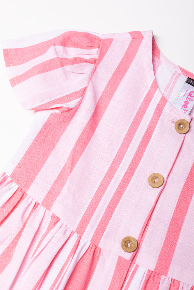 Button Through Dress Peach