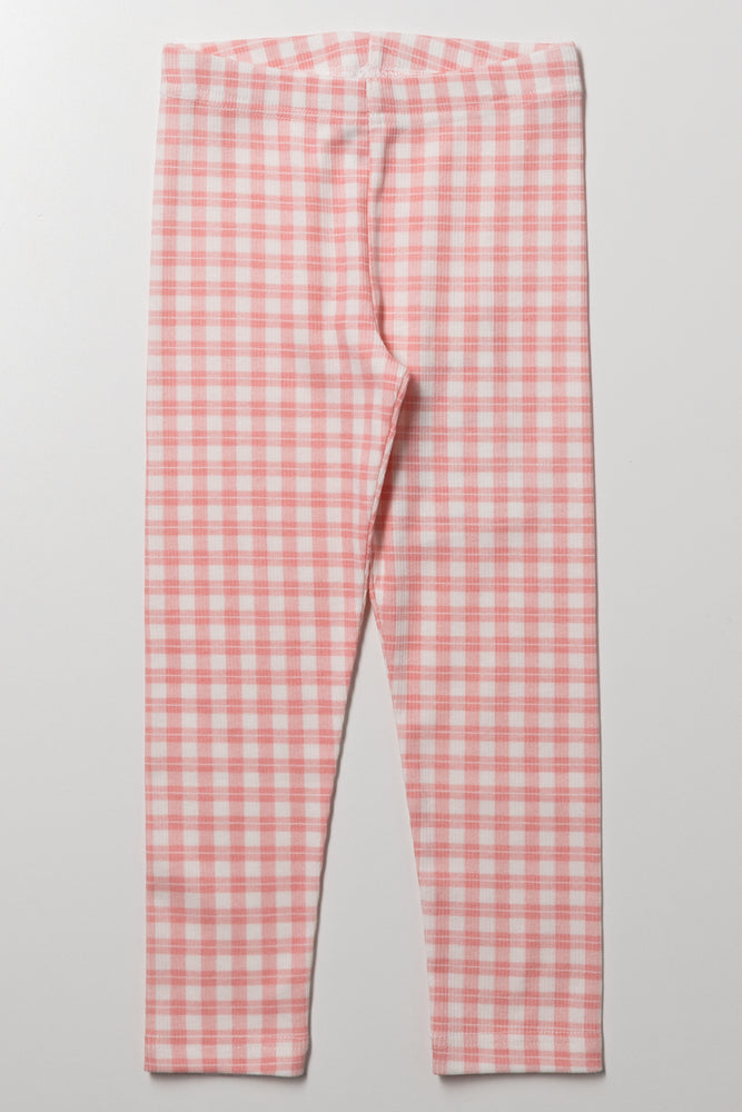 Gingham Rib Leggings Peach