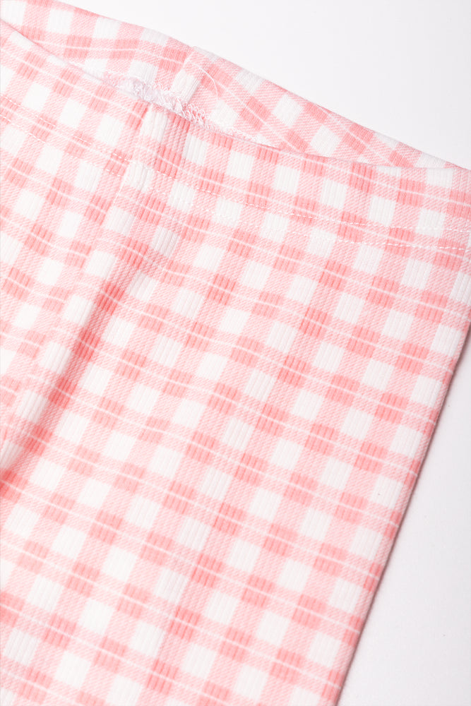 Gingham Rib Leggings Peach (1)