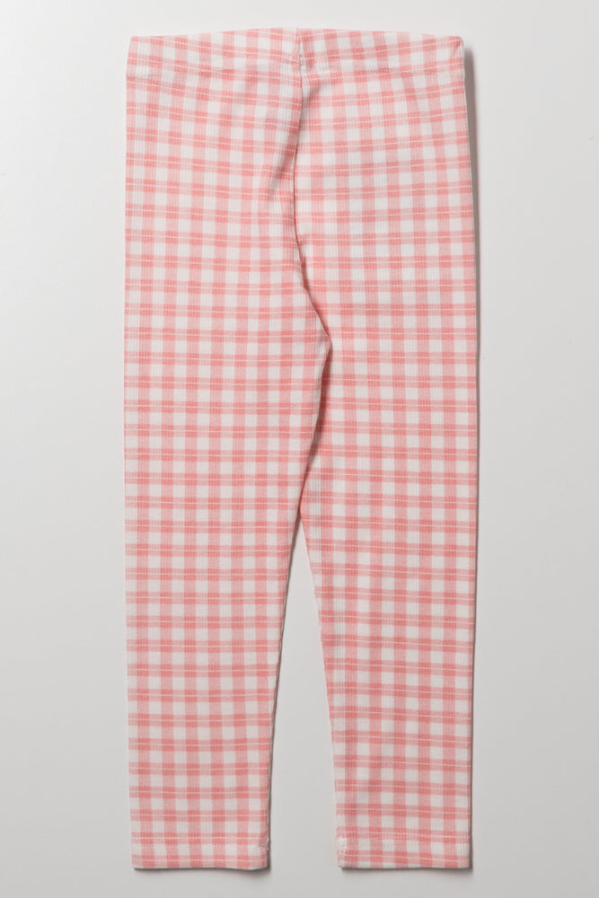 Gingham Rib Leggings Peach (2)