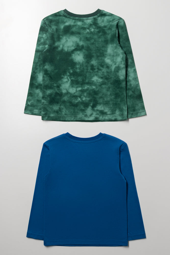 2 Pack Long Sleeve T-Shirts Green And Blue (2)