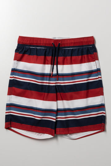 Stripe Swim Shorts Red And Navy