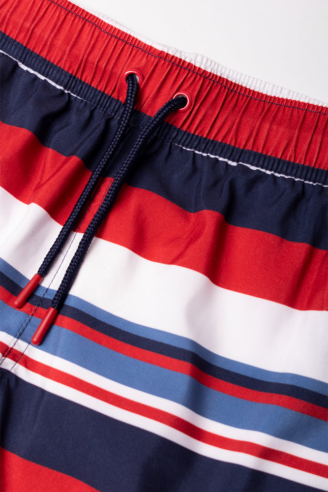 Stripe Swim Shorts Red And Navy