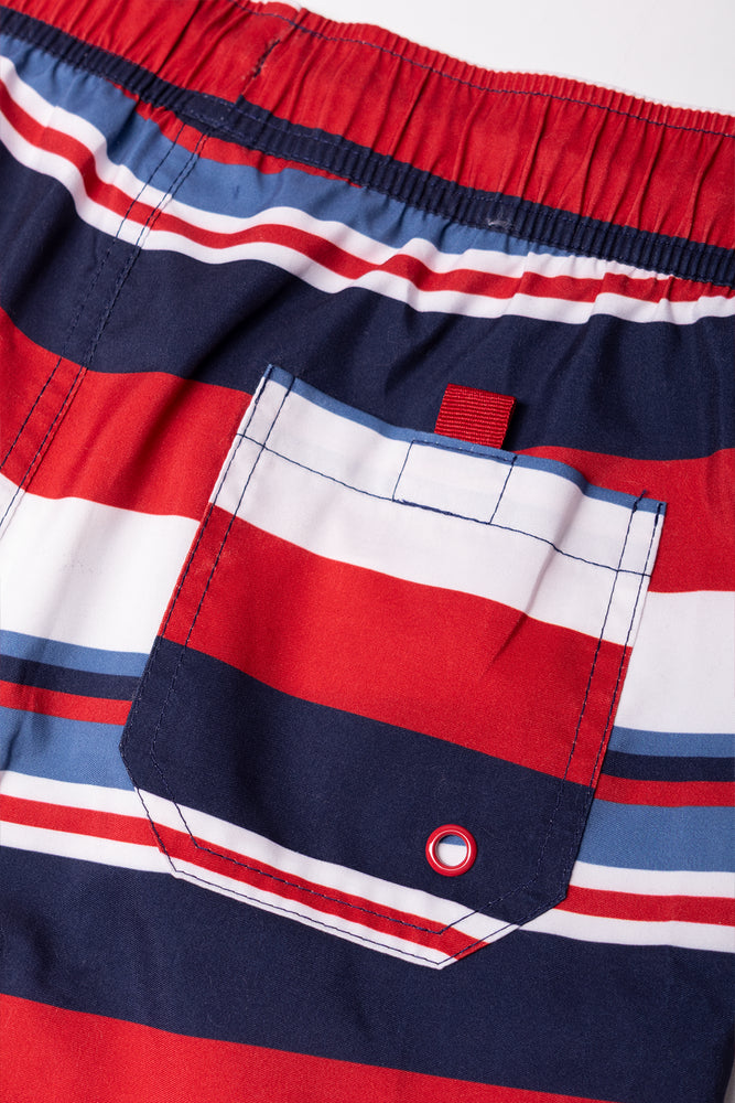 Stripe Swim Shorts Red And Navy (2)
