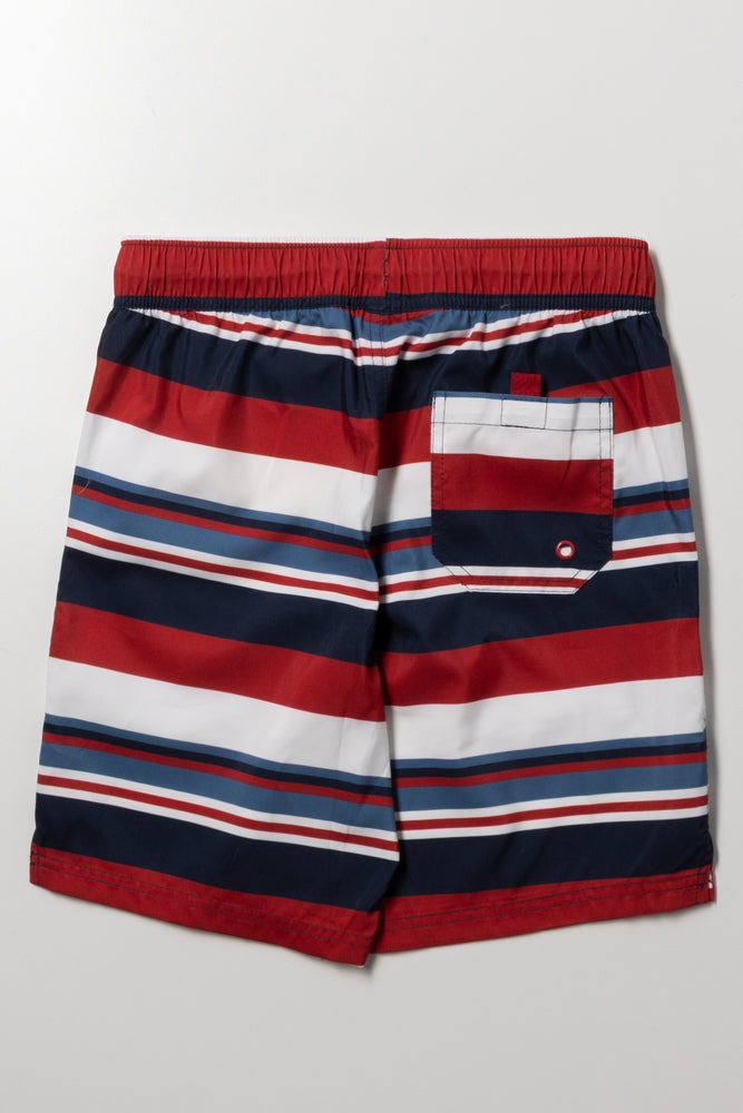 Stripe Swim Shorts Red And Navy (3)