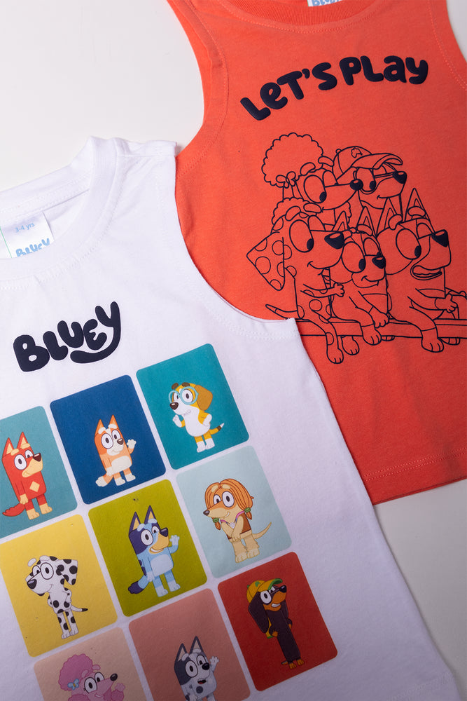 Bluey 2 Pack Vests Orange And White (1)