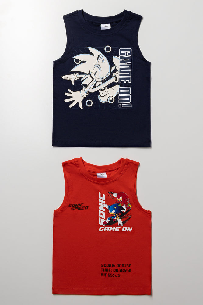 Sonic 2 Pack Vests Navy And Red