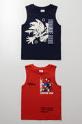 Sonic 2 Pack Vests Navy And Red