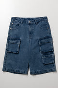 Cargo Denim Shorts Blue