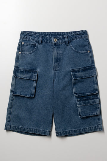 Cargo Denim Shorts Blue