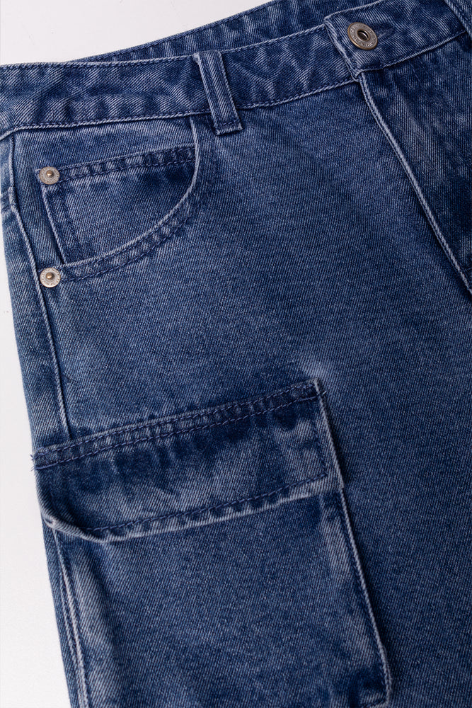 Cargo Denim Shorts Blue