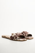 Cow Print Mule Sandals Brown