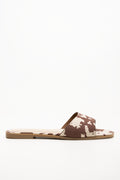 Cow Print Mule Sandals Brown (1)