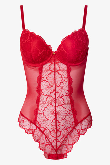 Lace Bodysuit Red