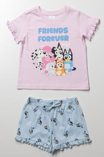 Bluey Short Pyjamas Set Blue And Pink