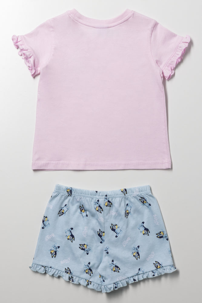 Bluey Short Pyjamas Set Blue And Pink (3)