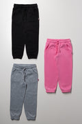 3 Pack Trackpants Pink, Black And Grey