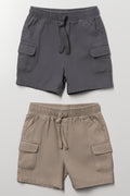 2 Pack Cargo Shorts Natural And Charcoal