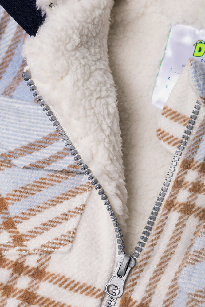 Zip Through Hooded Shacket Light Blue