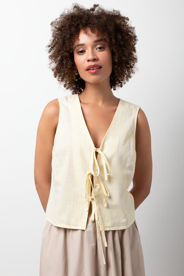 Sleeveless Vest with Ties Yellow