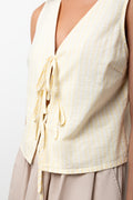 Sleeveless Vest with Ties Yellow (3)
