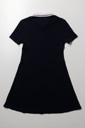 Collar Rib Skater Dress Navy (2)