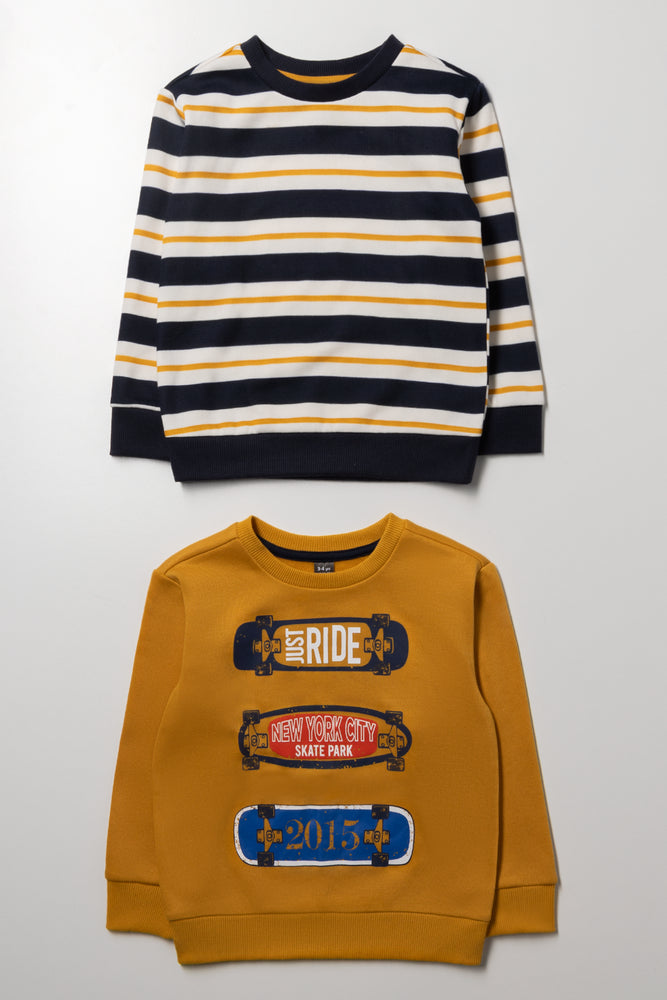 2 Pack Crew Neck Tracktops Navy And Yellow