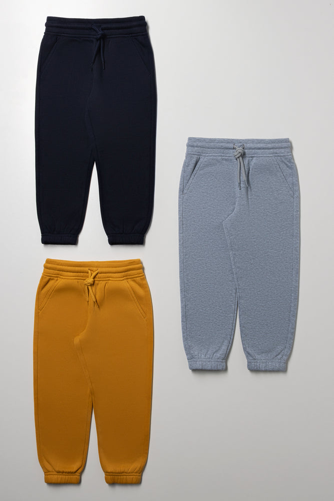 3 Pack Trackpants Navy, Yellow And Grey