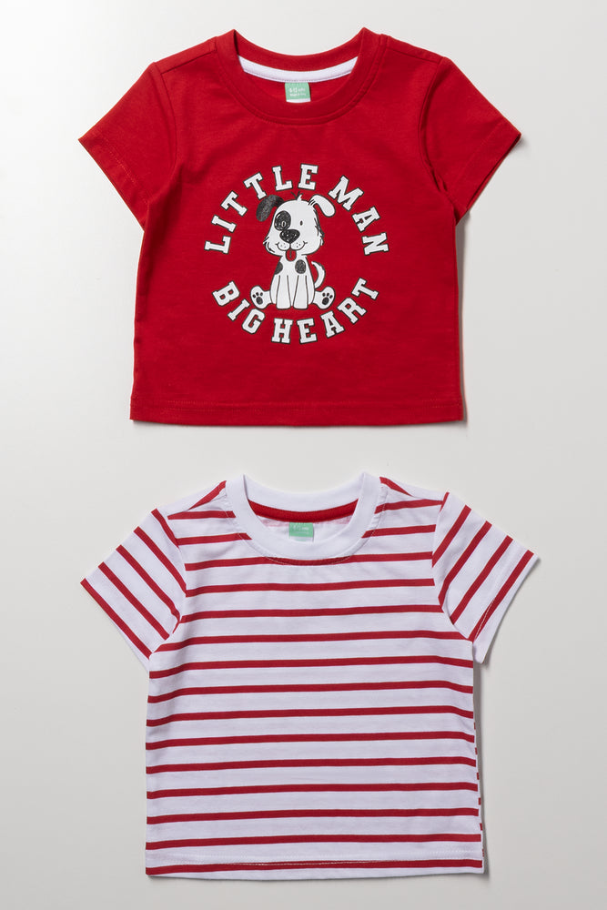 2 Pack Puppy Short Sleeve T-Shirts Red And White