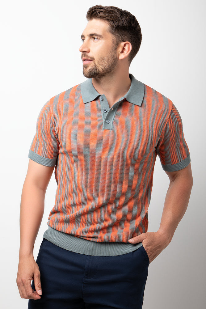 Stripe Textured Golfer Orange