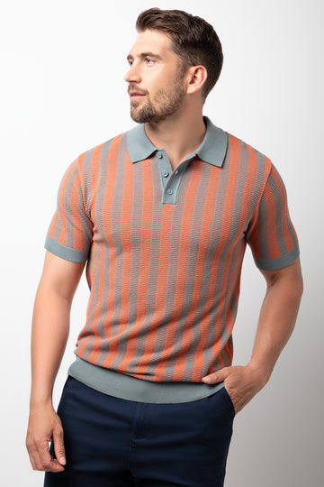 Stripe Textured Golfer Orange