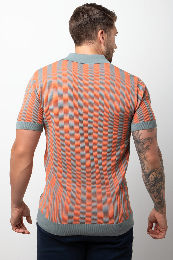 Stripe Textured Golfer Orange (2)
