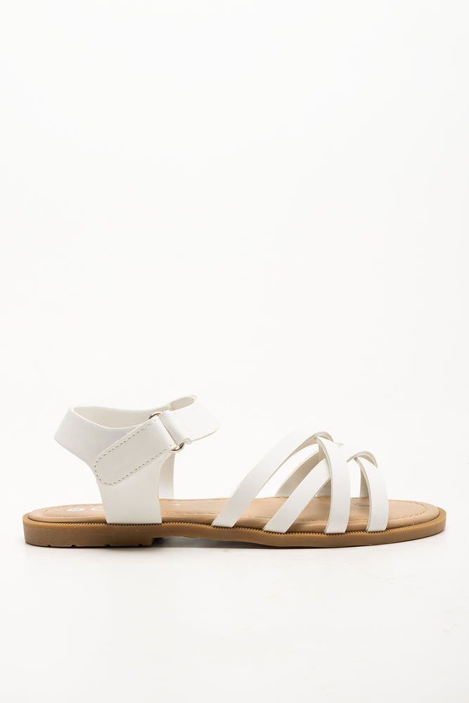 Strappy Cross Sandals White