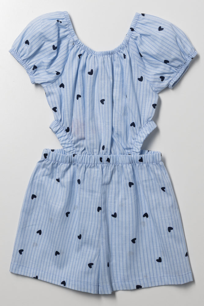 Puff Sleeve Jumpsuit With Cut Out Detail Blue