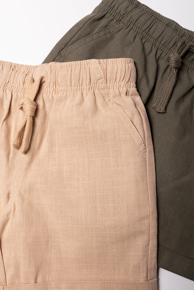 2 Pack Shorts Green And Natural (1)