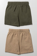 2 Pack Shorts Green And Natural (2)