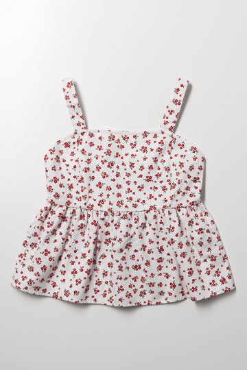 Strappy Top White And Red