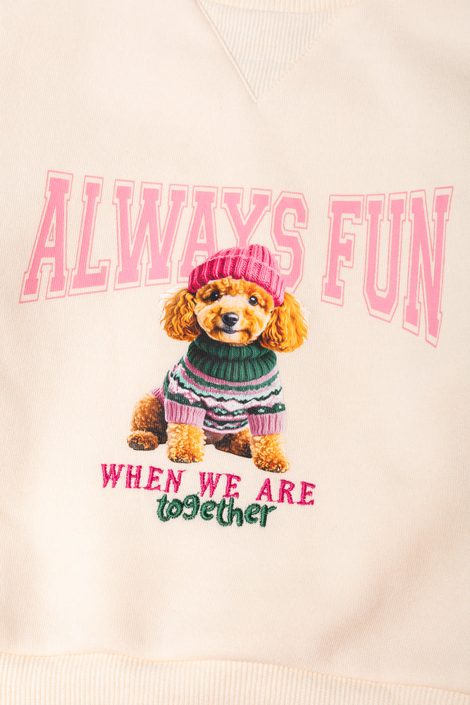 Puppy Printed Crew Neck Tracktop