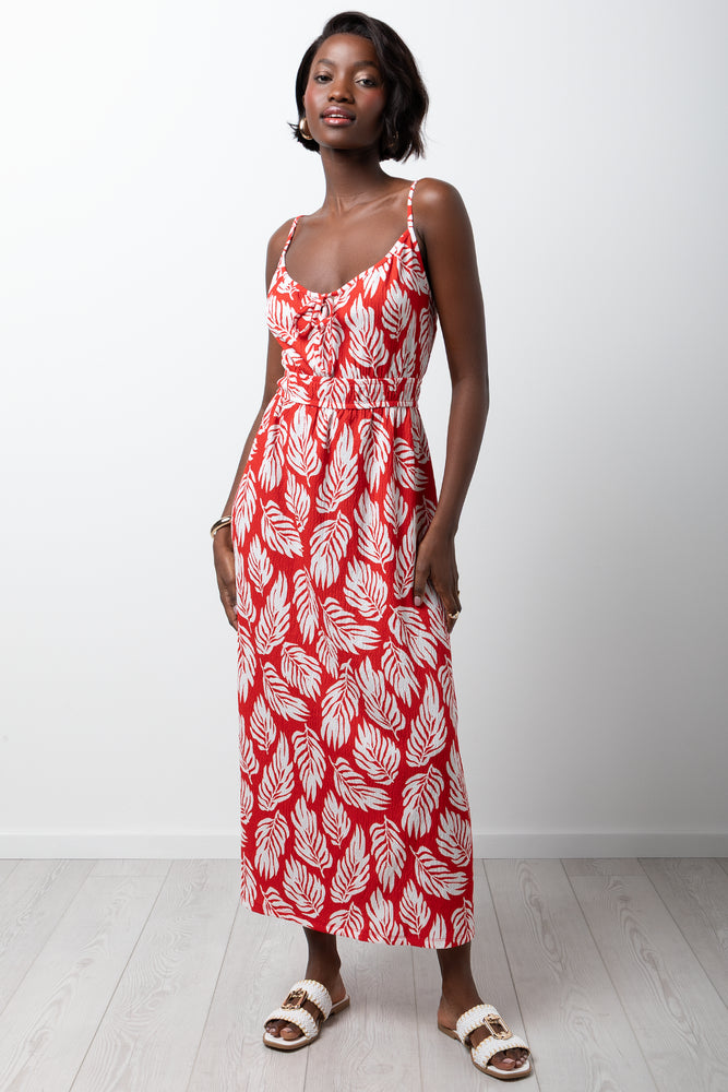 Crinkle Knit Dress Red