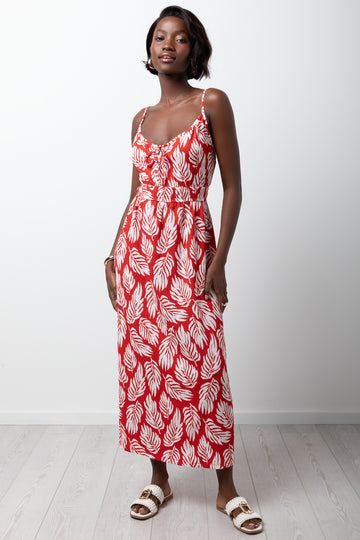 Crinkle Knit Dress Red