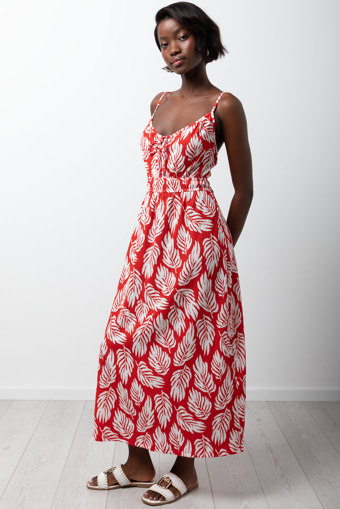 Crinkle Knit Dress Red