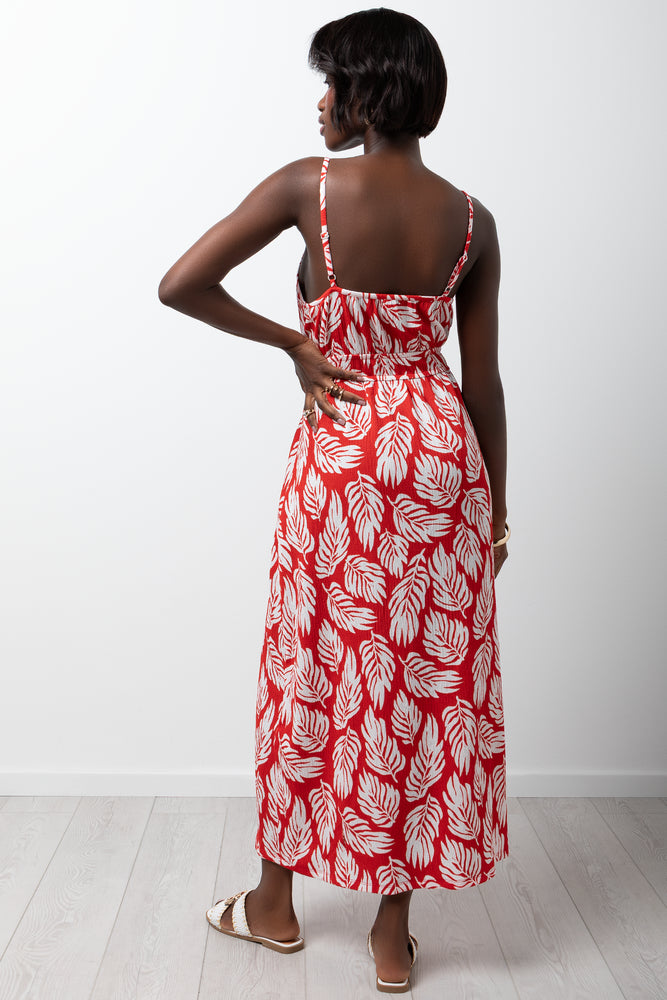 Crinkle Knit Dress Red (2)