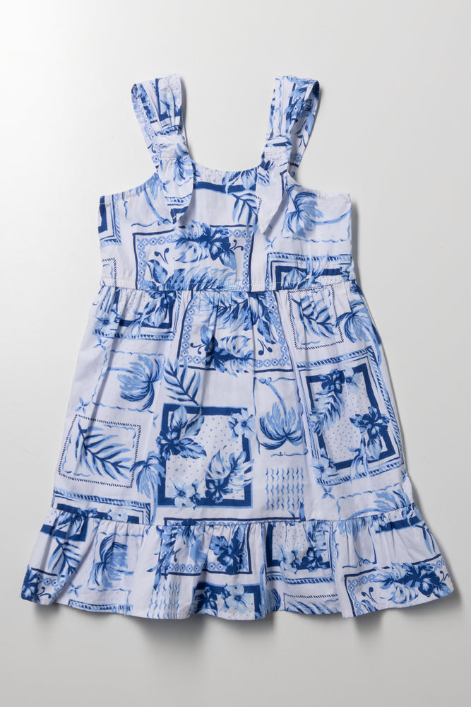 Tile Dress Blue And White