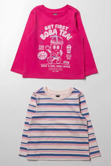 2 Pack Long Sleeve T-Shirts Pink