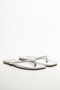 Thong Mule Sandals Silver