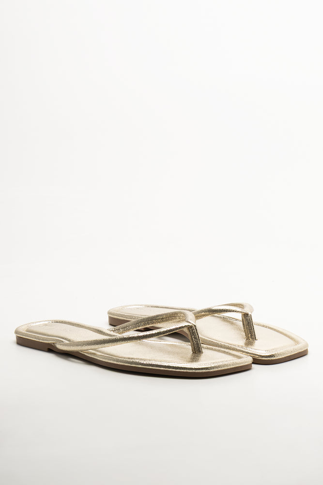 Thong Mule Sandals Gold