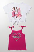 2 Pack Barbie T-Shirts White And Pink