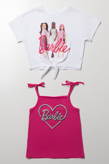 2 Pack Barbie T-Shirts White And Pink