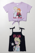 Frozen 2 Pack T-Shirts Navy And Lilac