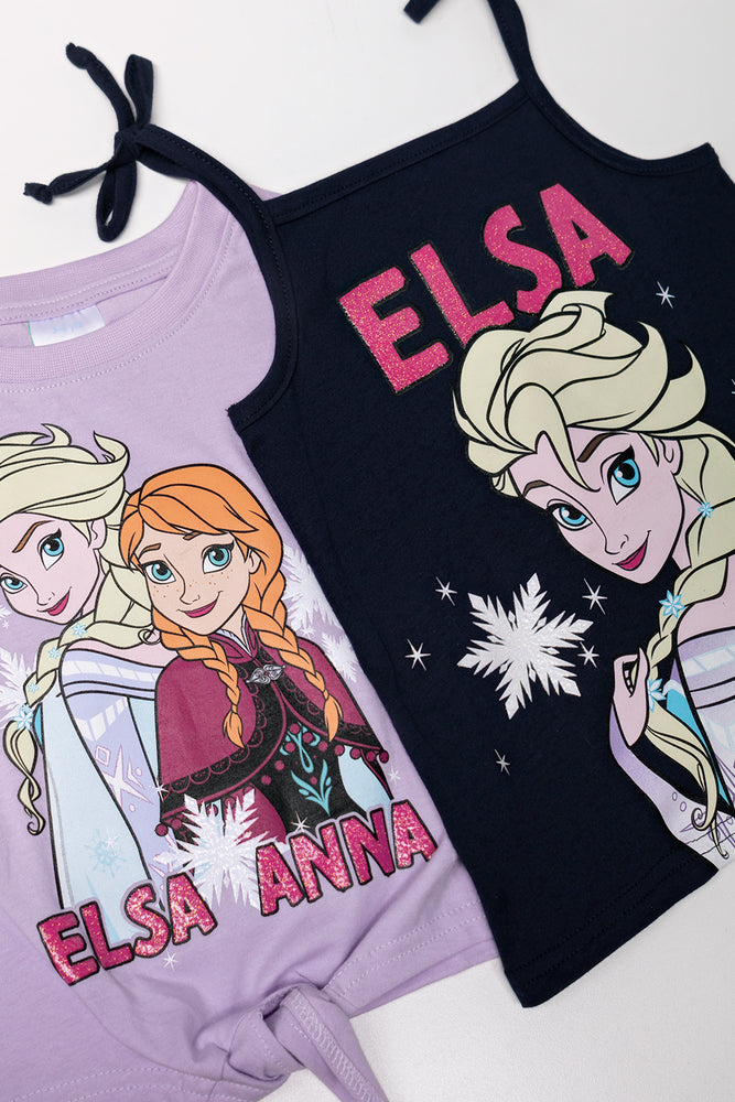 Frozen 2 Pack T-Shirts Navy And Lilac